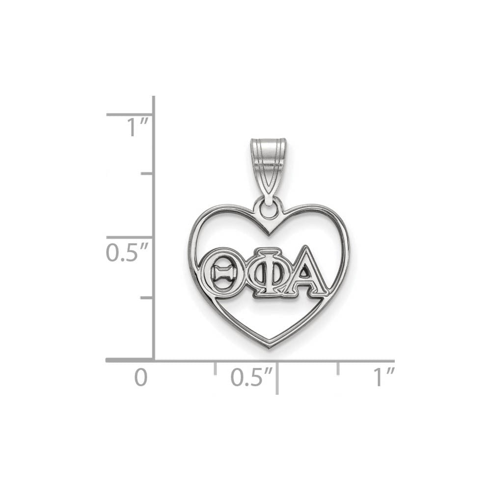 Alternate view of the Sterling Silver Theta Phi Alpha Heart Greek Letters Pendant by The Black Bow Jewelry Co.