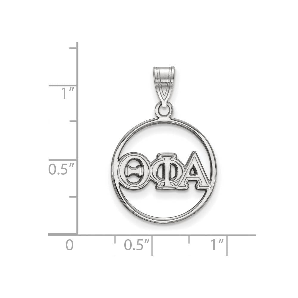 Alternate view of the Sterling Silver Theta Phi Alpha Medium Circle Greek Letters Pendant by The Black Bow Jewelry Co.