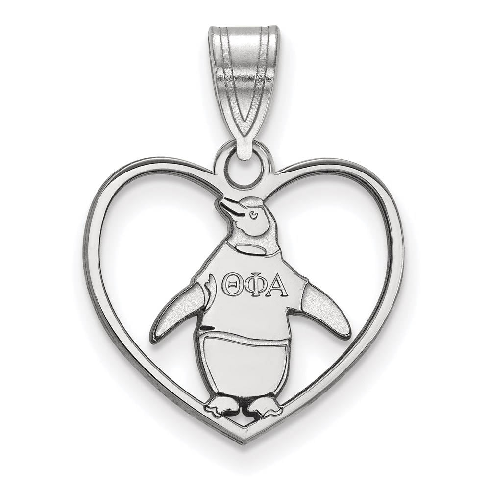 Sterling Silver Theta Phi Alpha Heart Pendant, Item P27472 by The Black Bow Jewelry Co.