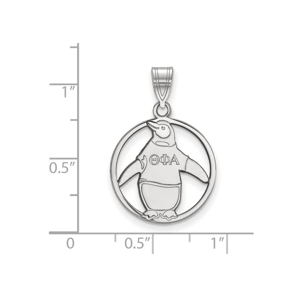 Alternate view of the Sterling Silver Theta Phi Alpha Medium Circle Pendant by The Black Bow Jewelry Co.