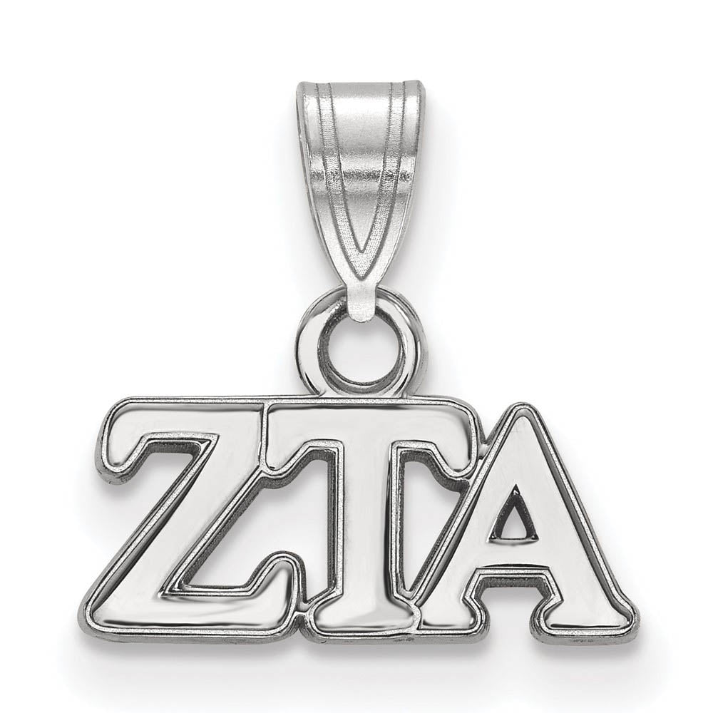 Sterling Silver Zeta Tau Alpha Small Greek Letters Pendant, Item P27475 by The Black Bow Jewelry Co.