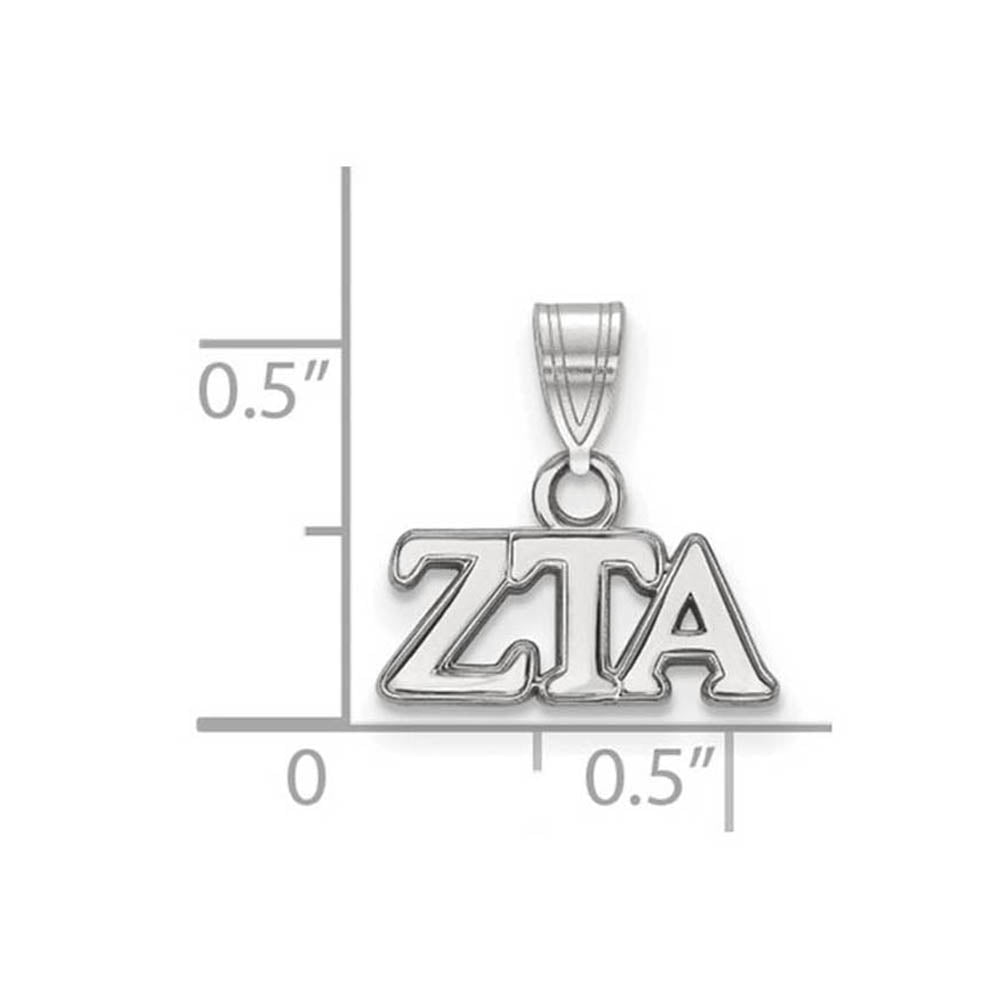 Alternate view of the Sterling Silver Zeta Tau Alpha Small Greek Letters Pendant by The Black Bow Jewelry Co.
