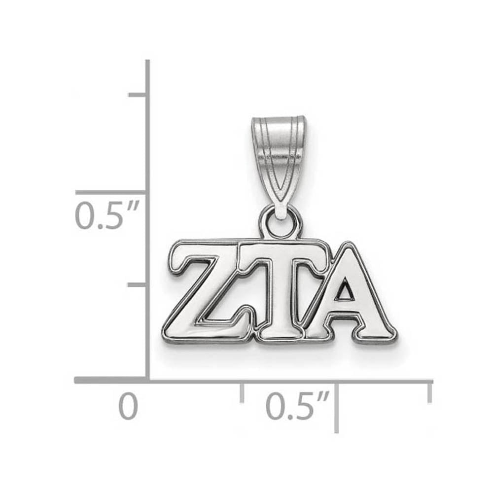 Alternate view of the Sterling Silver Zeta Tau Alpha Medium Greek Letters Pendant by The Black Bow Jewelry Co.