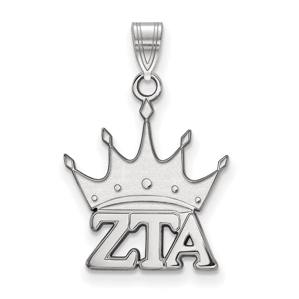 Sterling Silver Zeta Tau Alpha Small Pendant, Item P27480 by The Black Bow Jewelry Co.