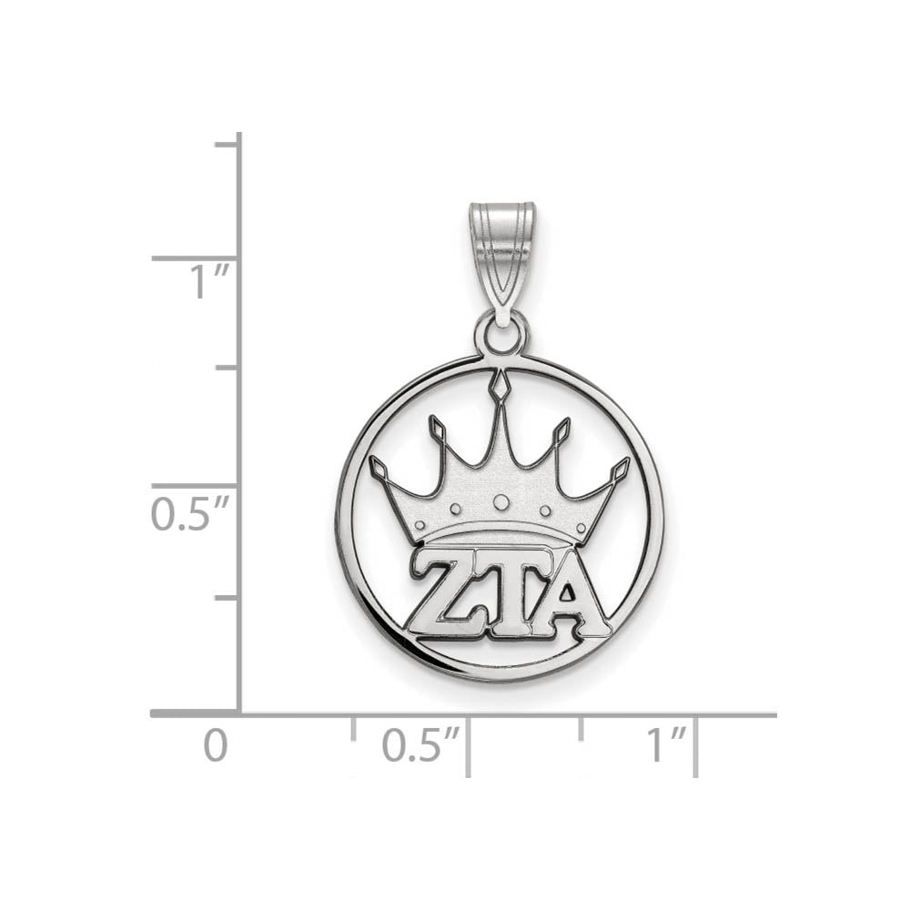 Alternate view of the Sterling Silver Zeta Tau Alpha Medium Circle Pendant by The Black Bow Jewelry Co.