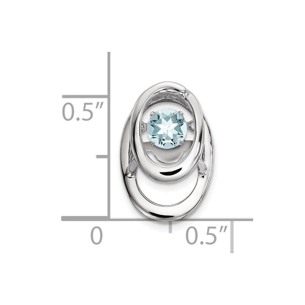 Alternate view of the Rhodium Plated Sterling Silver & Aquamarine Oval Pendant, 10mm by The Black Bow Jewelry Co.