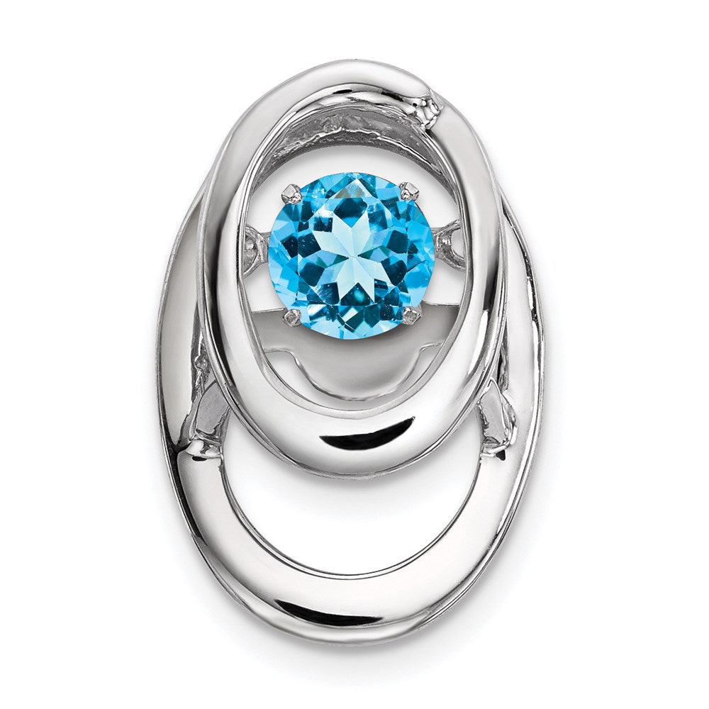 Alternate view of the Rhodium Plated Sterling Silver & Gemstone Oval Pendant, 10mm (3/8 In) by The Black Bow Jewelry Co.