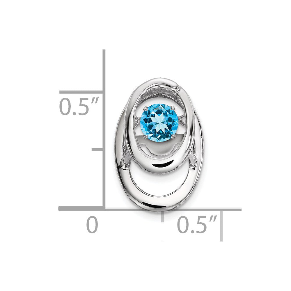 Alternate view of the Rhodium Plated Sterling Silver & Blue Topaz Oval Pendant, 10mm by The Black Bow Jewelry Co.