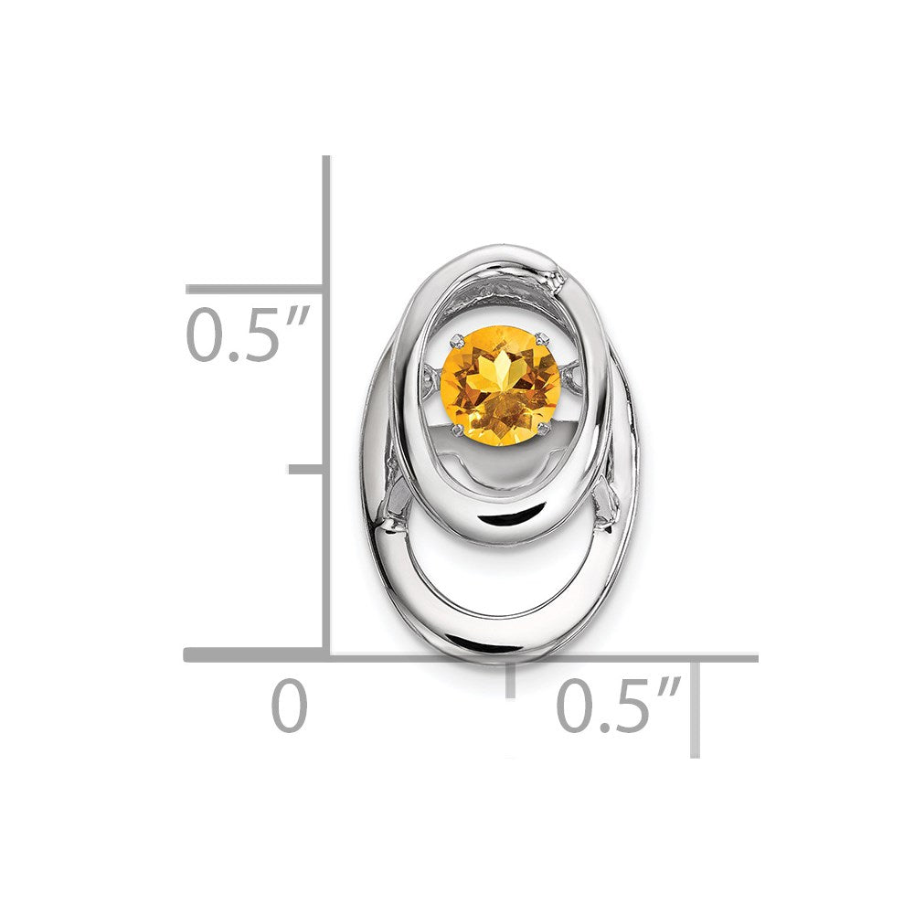 Alternate view of the Rhodium Plated Sterling Silver & Citrine Oval Pendant, 10mm by The Black Bow Jewelry Co.