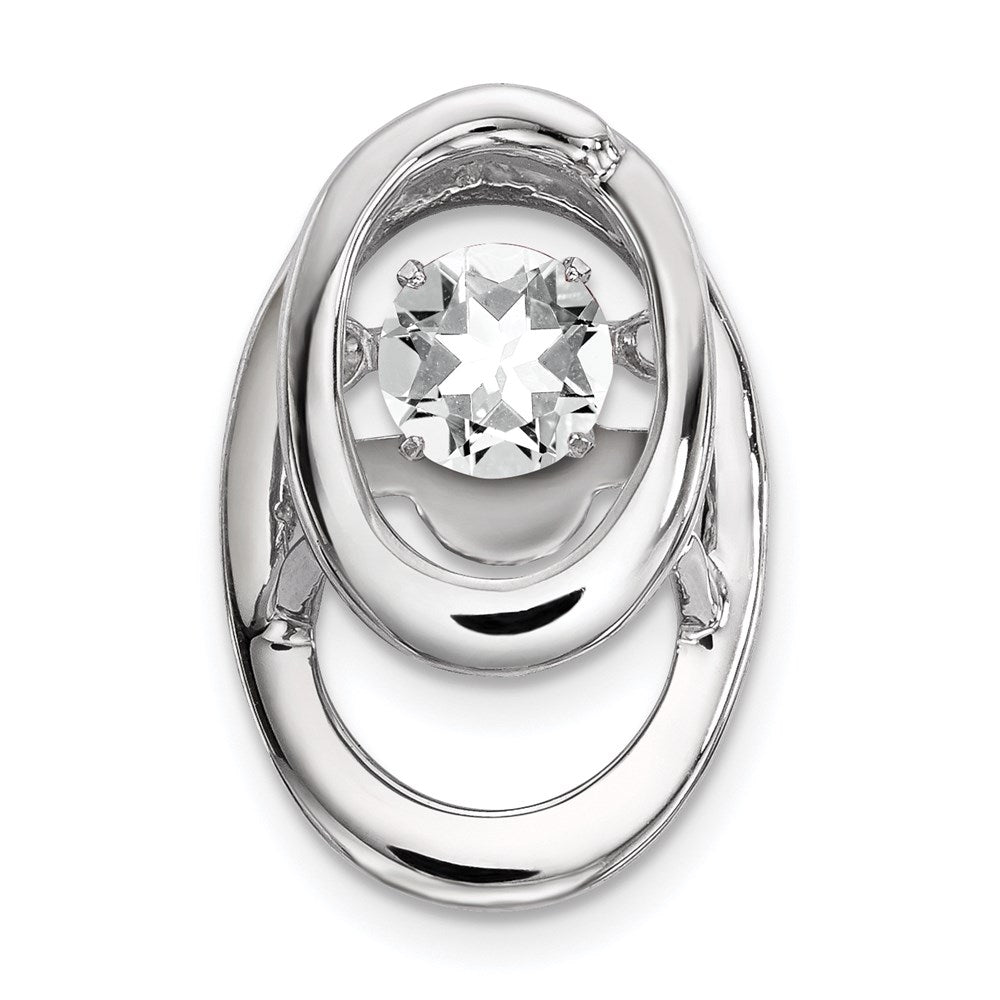 Rhodium Plated Sterling Silver & Cubic Zirconia Oval Pendant, 10mm, Item P27485-CZ by The Black Bow Jewelry Co.