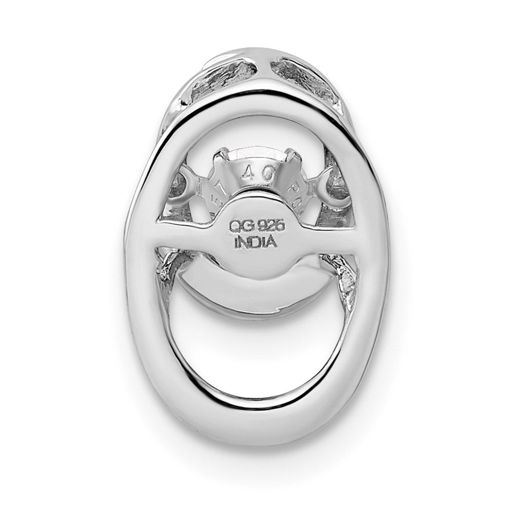 Alternate view of the Rhodium Plated Sterling Silver & Cubic Zirconia Oval Pendant, 10mm by The Black Bow Jewelry Co.