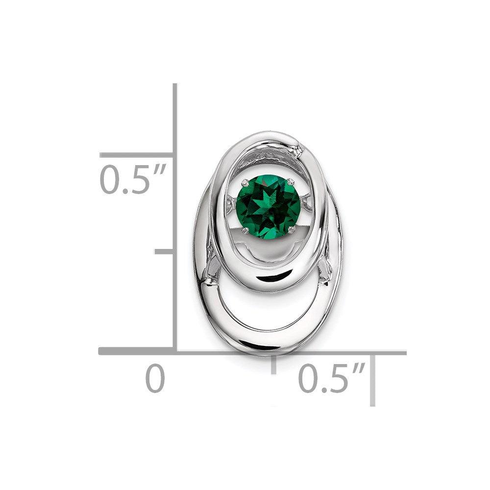 Alternate view of the Rhodium Plated Sterling Silver & Lab Cr Emerald Pendant, 10mm by The Black Bow Jewelry Co.