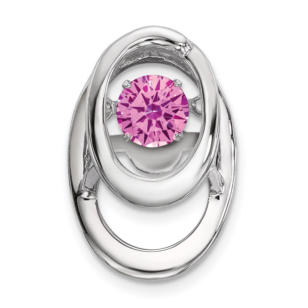 Rhodium Plated Sterling Silver & Lab Cr Tourmaline Pendant, 10mm, Item P27485-LT by The Black Bow Jewelry Co.