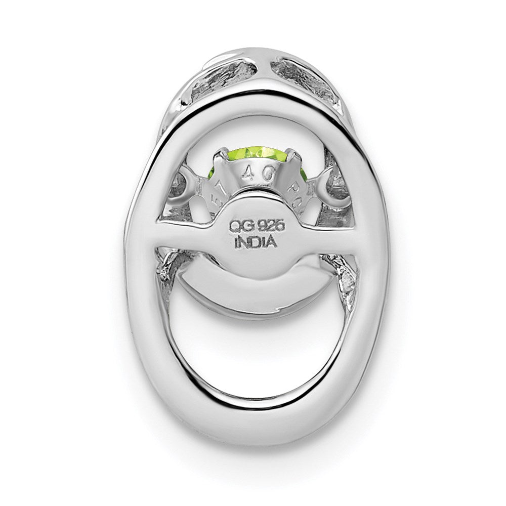 Alternate view of the Rhodium Plated Sterling Silver & Peridot Oval Pendant, 10mm by The Black Bow Jewelry Co.