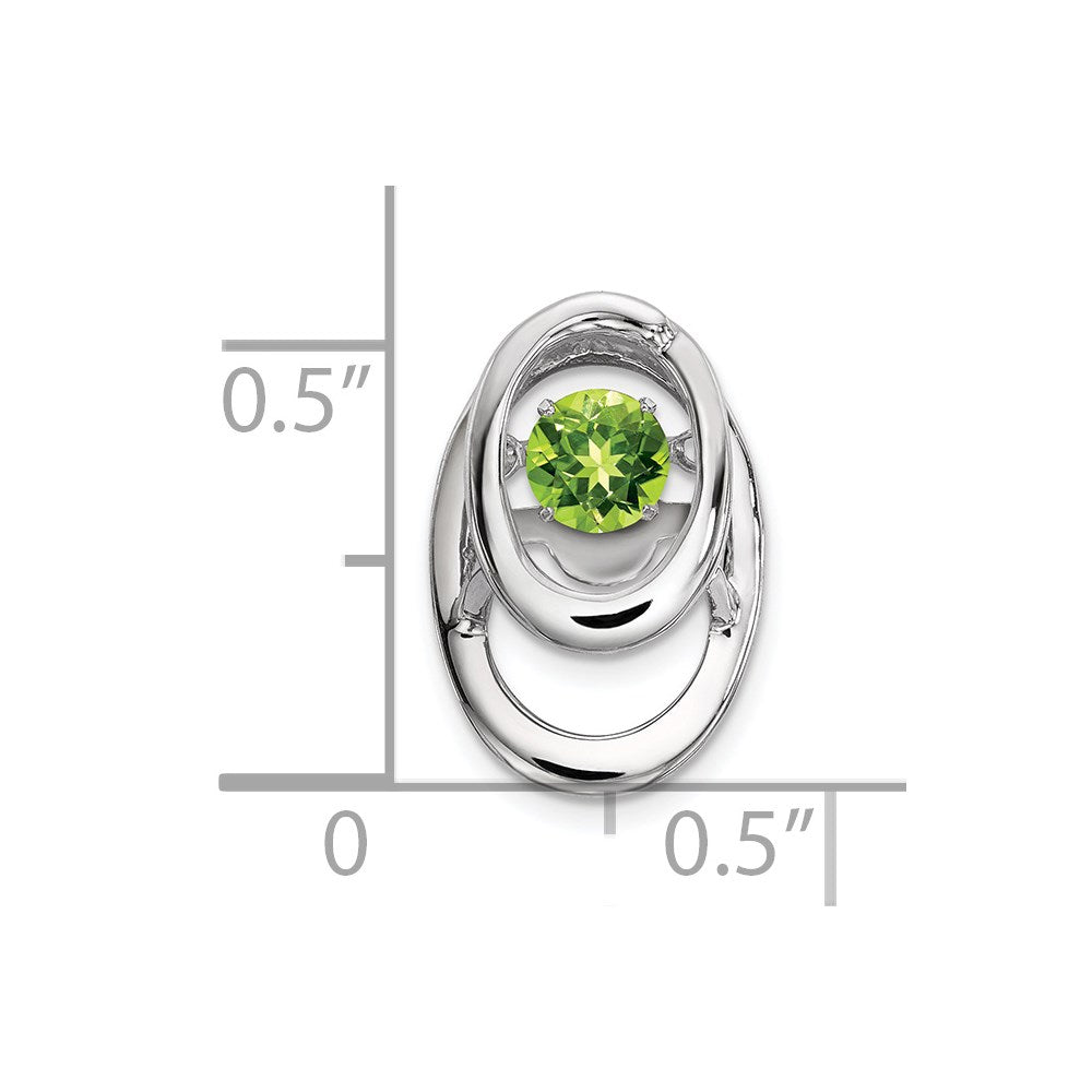 Alternate view of the Rhodium Plated Sterling Silver & Peridot Oval Pendant, 10mm by The Black Bow Jewelry Co.