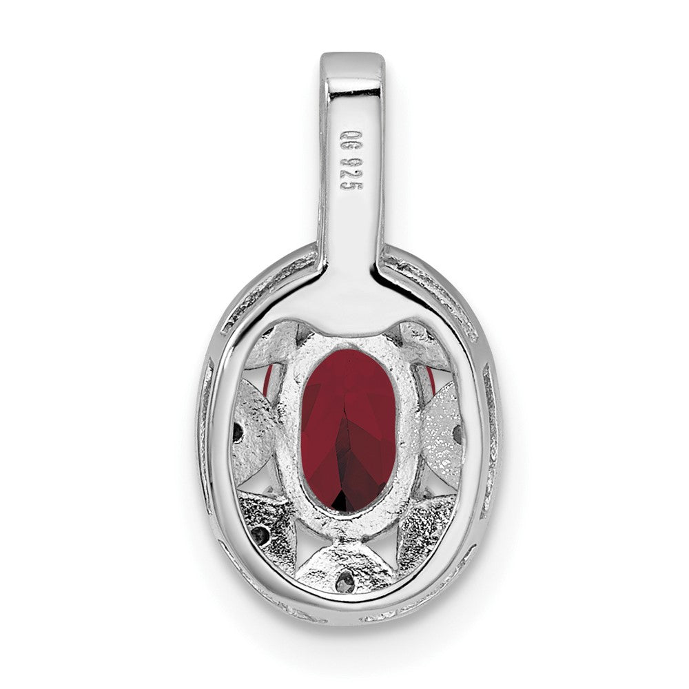 Alternate view of the Rhodium Plated Sterling Silver, Lab Cr Ruby & Diamond Pendant by The Black Bow Jewelry Co.