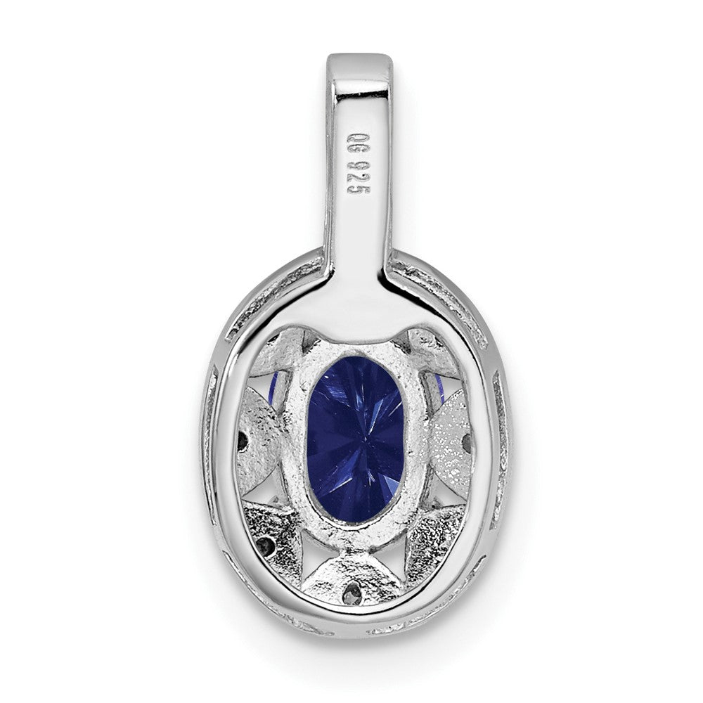 Alternate view of the Rhodium Plated Sterling Silver, Lab Cr Sapphire & Diamond Pendant by The Black Bow Jewelry Co.