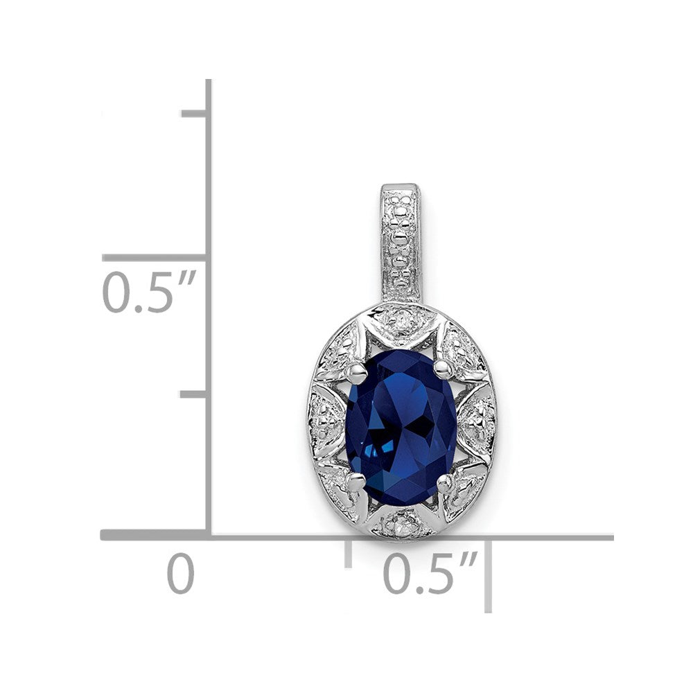 Alternate view of the Rhodium Plated Sterling Silver, Lab Cr Sapphire & Diamond Pendant by The Black Bow Jewelry Co.