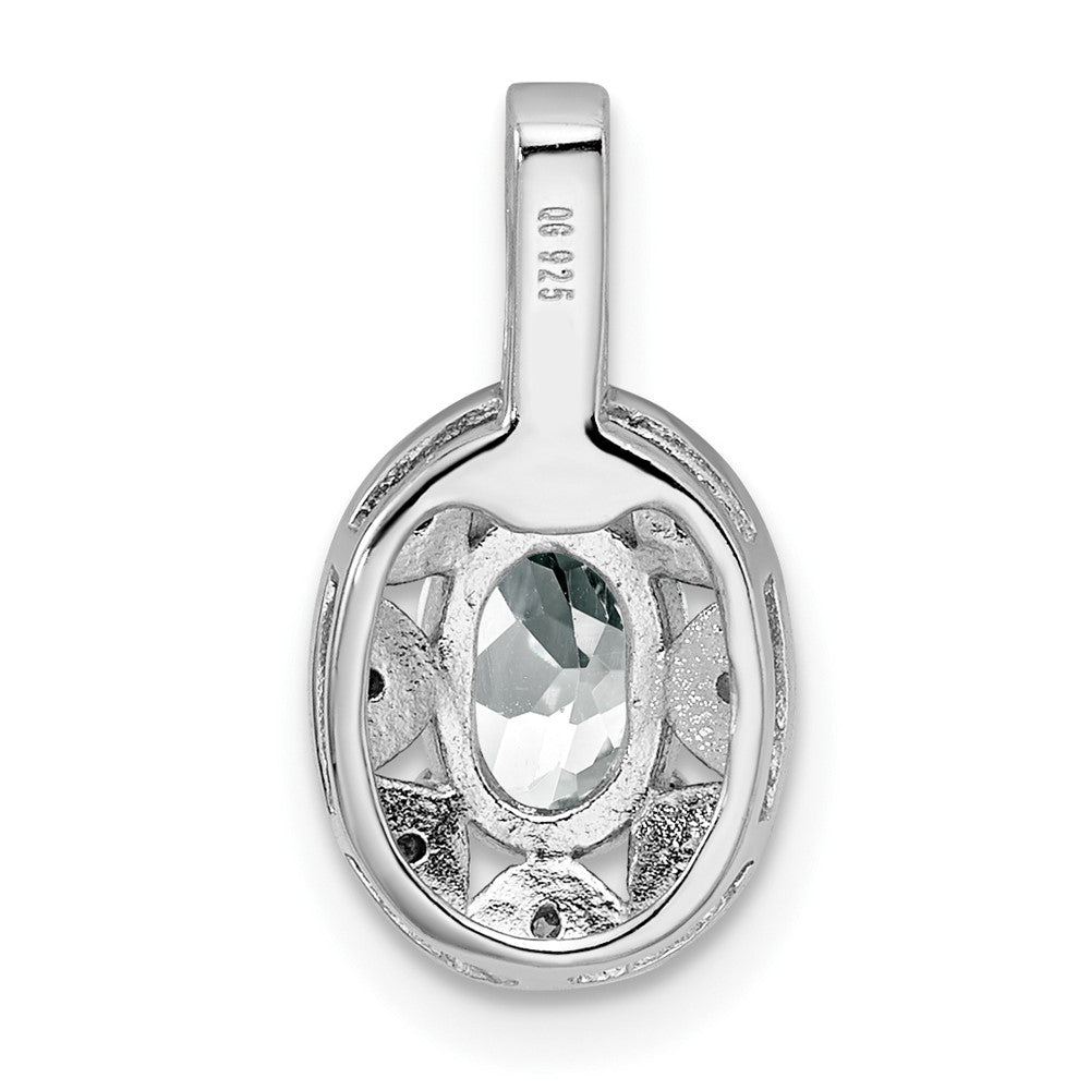 Alternate view of the Rhodium Plated Sterling Silver, White Topaz & Diamond Pendant, 8x16mm by The Black Bow Jewelry Co.