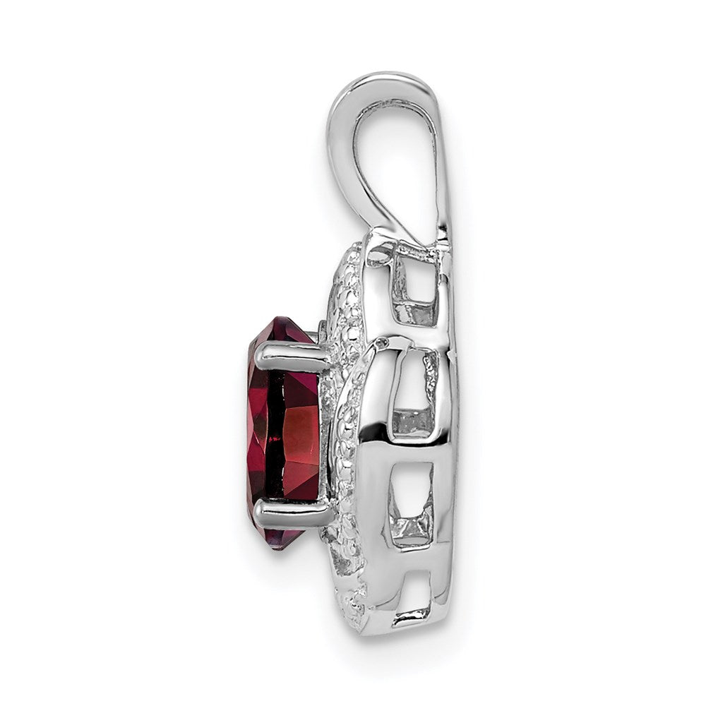 Alternate view of the Rhodium Plated Sterling Silver, Diamond & Garnet Pendant, 10x16mm by The Black Bow Jewelry Co.
