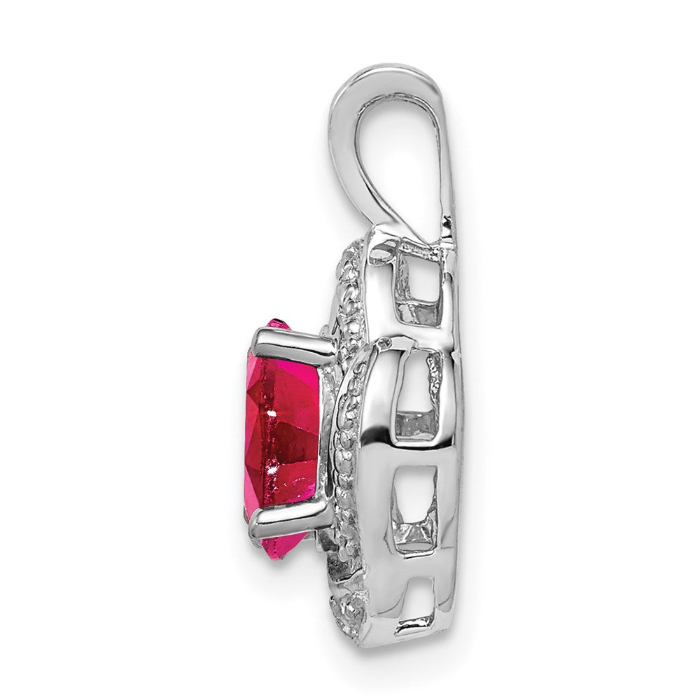 Alternate view of the Rhodium Plated Sterling Silver, Diamond & Lab Cr Ruby Pendant by The Black Bow Jewelry Co.