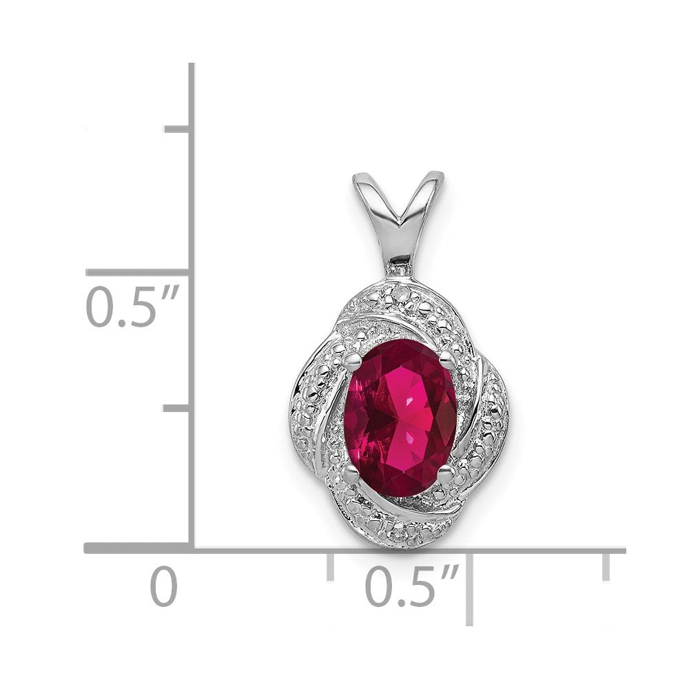 Alternate view of the Rhodium Plated Sterling Silver, Diamond & Lab Cr Ruby Pendant by The Black Bow Jewelry Co.