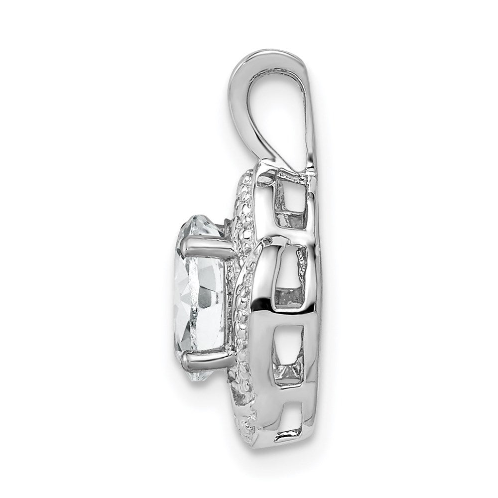 Alternate view of the Rhodium Plated Sterling Silver, Diamond & White Topaz Pendant, 10x16mm by The Black Bow Jewelry Co.