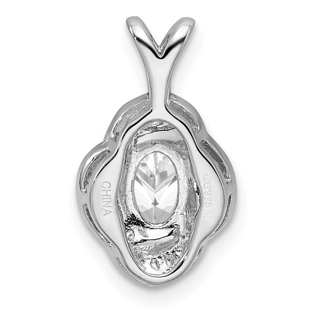 Alternate view of the Rhodium Plated Sterling Silver, Diamond & White Topaz Pendant, 10x16mm by The Black Bow Jewelry Co.