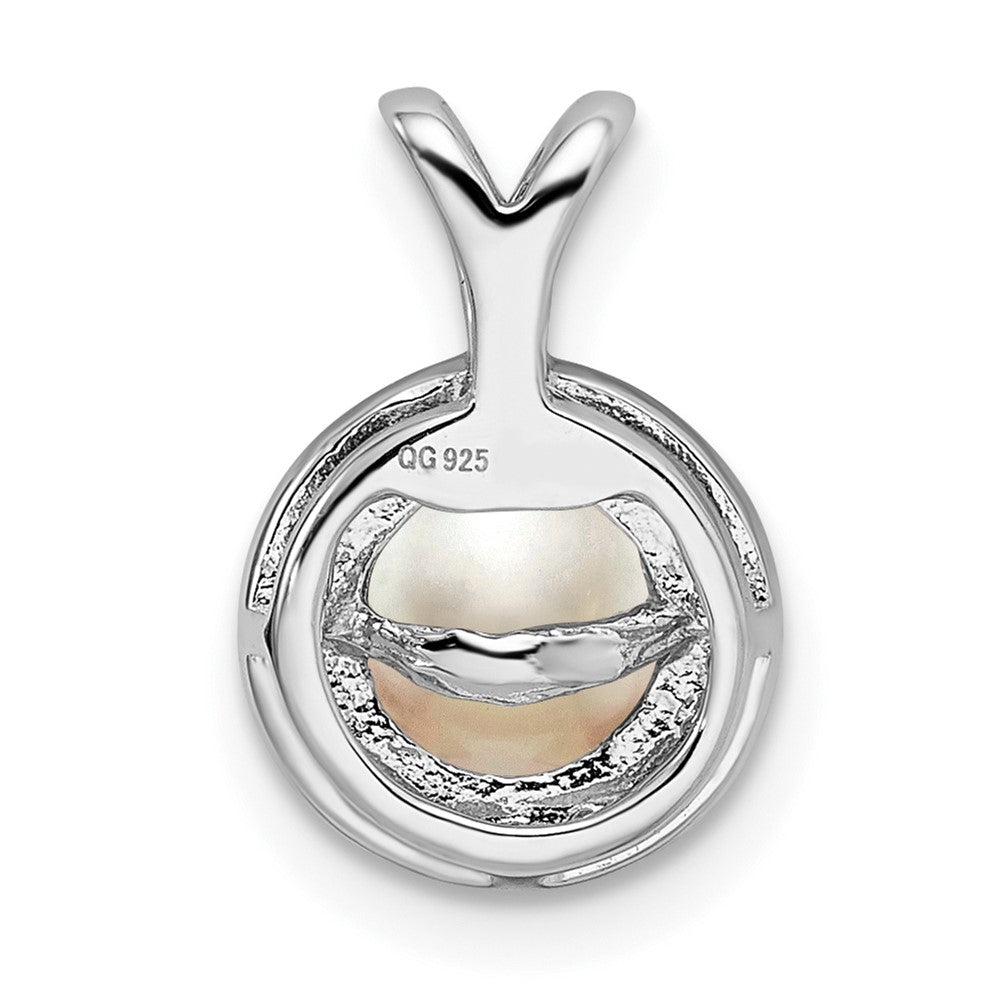 Alternate view of the Rhodium Plated Sterling Silver, Diamond & FWC Pearl Pendant, 10mm by The Black Bow Jewelry Co.