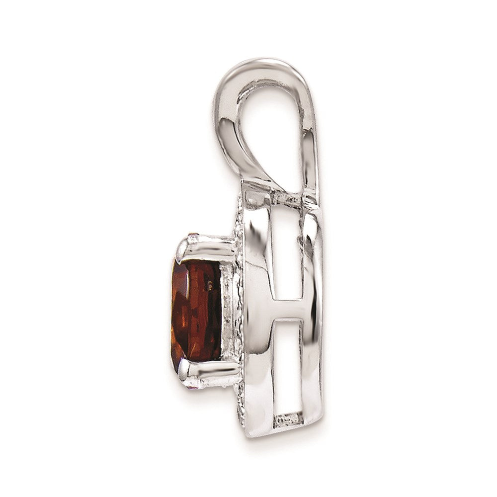 Alternate view of the Rhodium Plated Sterling Silver, Diamond & Garnet Pendant, 10mm by The Black Bow Jewelry Co.