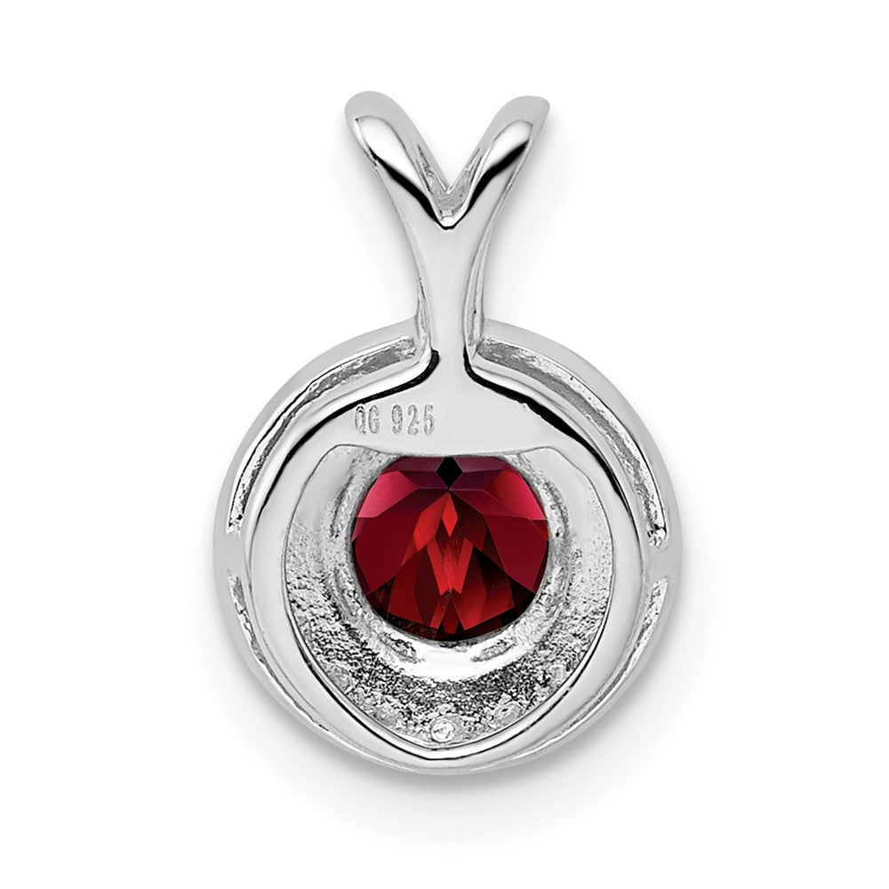 Alternate view of the Rhodium Plated Sterling Silver, Diamond & Garnet Pendant, 10mm by The Black Bow Jewelry Co.