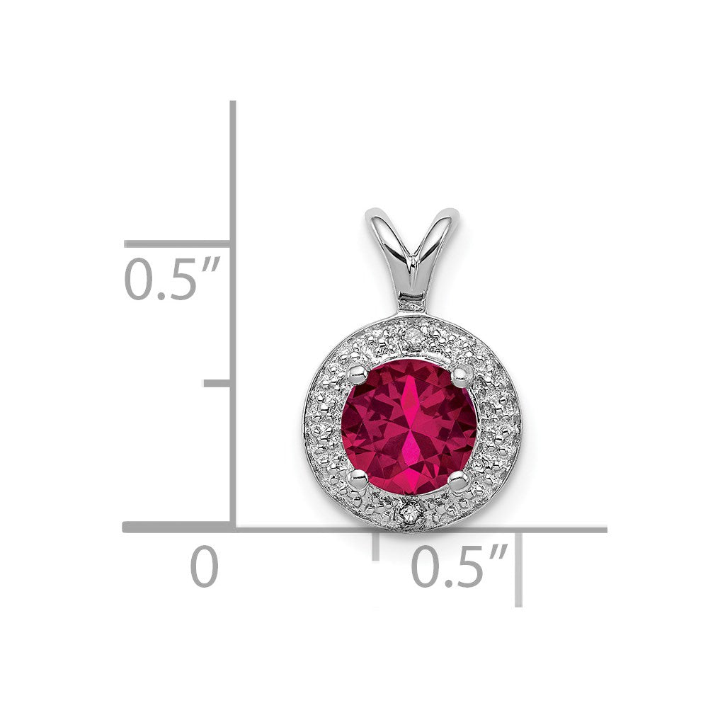 Alternate view of the Rhodium Plated Sterling Silver, Diamond, Lab Cr Ruby Pendant 10mm by The Black Bow Jewelry Co.