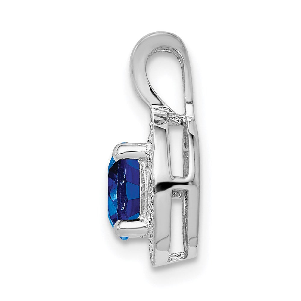 Alternate view of the Rhodium Plated Sterling Silver, Diamond, Lab Cr Sapphire Pendant by The Black Bow Jewelry Co.
