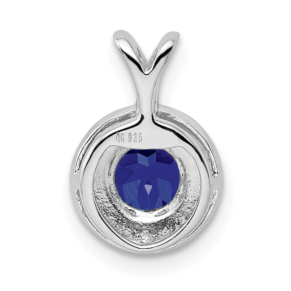 Alternate view of the Rhodium Plated Sterling Silver, Diamond, Lab Cr Sapphire Pendant by The Black Bow Jewelry Co.