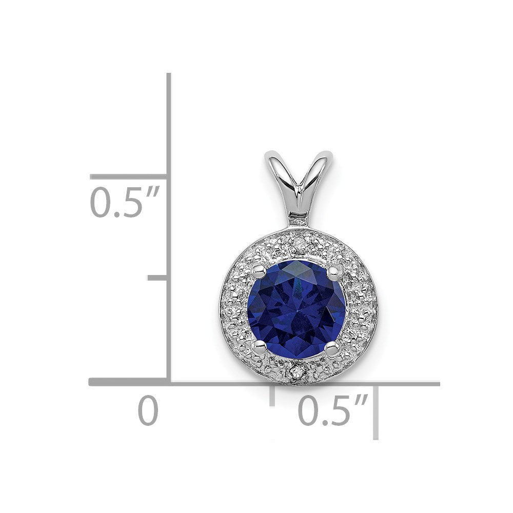 Alternate view of the Rhodium Plated Sterling Silver, Diamond, Lab Cr Sapphire Pendant by The Black Bow Jewelry Co.