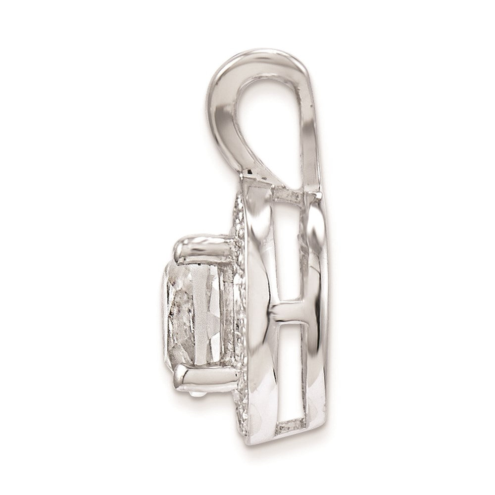 Alternate view of the Rhodium Plated Sterling Silver, Diamond & White Topaz Pendant, 10mm by The Black Bow Jewelry Co.