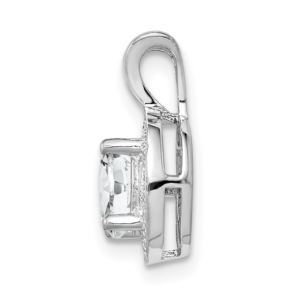 Alternate view of the Rhodium Plated Sterling Silver, Diamond & White Topaz Pendant, 10mm by The Black Bow Jewelry Co.