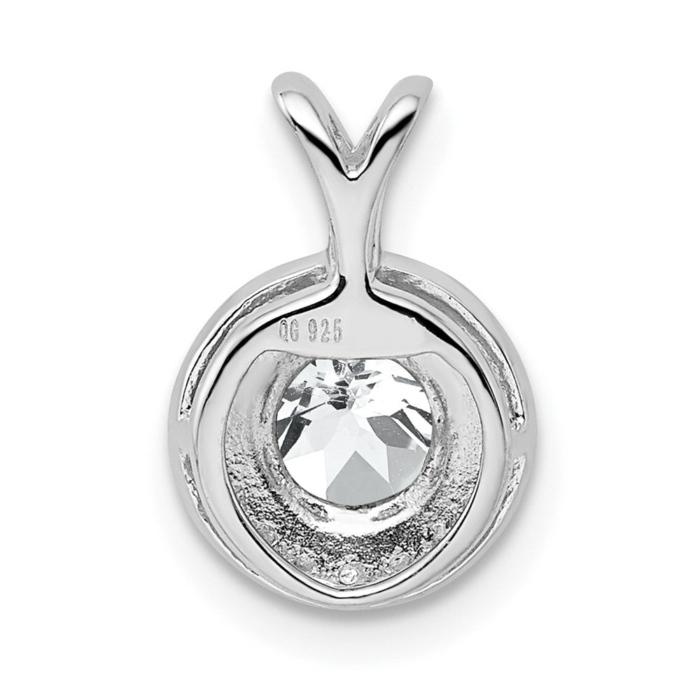 Alternate view of the Rhodium Plated Sterling Silver, Diamond & White Topaz Pendant, 10mm by The Black Bow Jewelry Co.