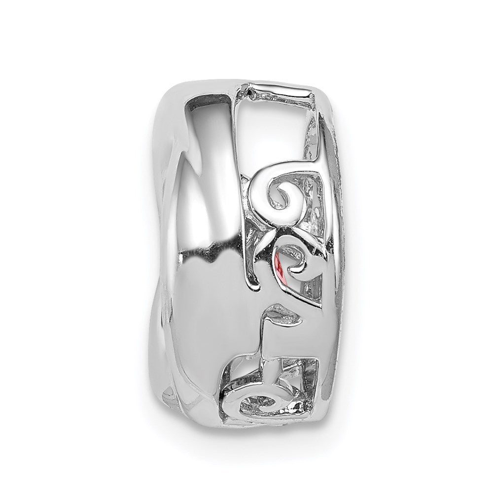 Alternate view of the Platinum Plated Sterling Silver & Pink CZ Circle Slide Pendant, 13mm by The Black Bow Jewelry Co.