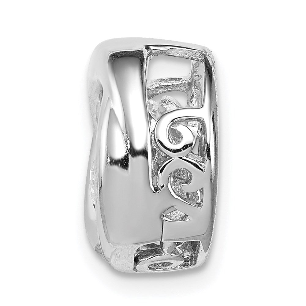 Alternate view of the Platinum Plated Sterling Silver & White CZ Circle Slide Pendant 13mm by The Black Bow Jewelry Co.