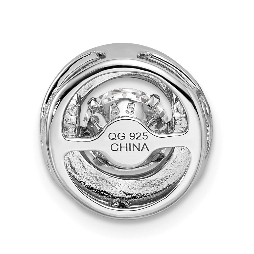 Alternate view of the Platinum Plated Sterling Silver & White CZ Circle Slide Pendant 13mm by The Black Bow Jewelry Co.
