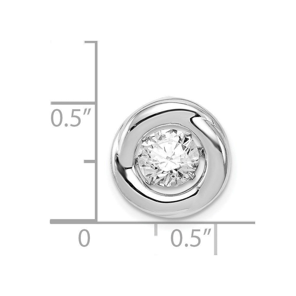 Alternate view of the Platinum Plated Sterling Silver & White CZ Circle Slide Pendant 13mm by The Black Bow Jewelry Co.