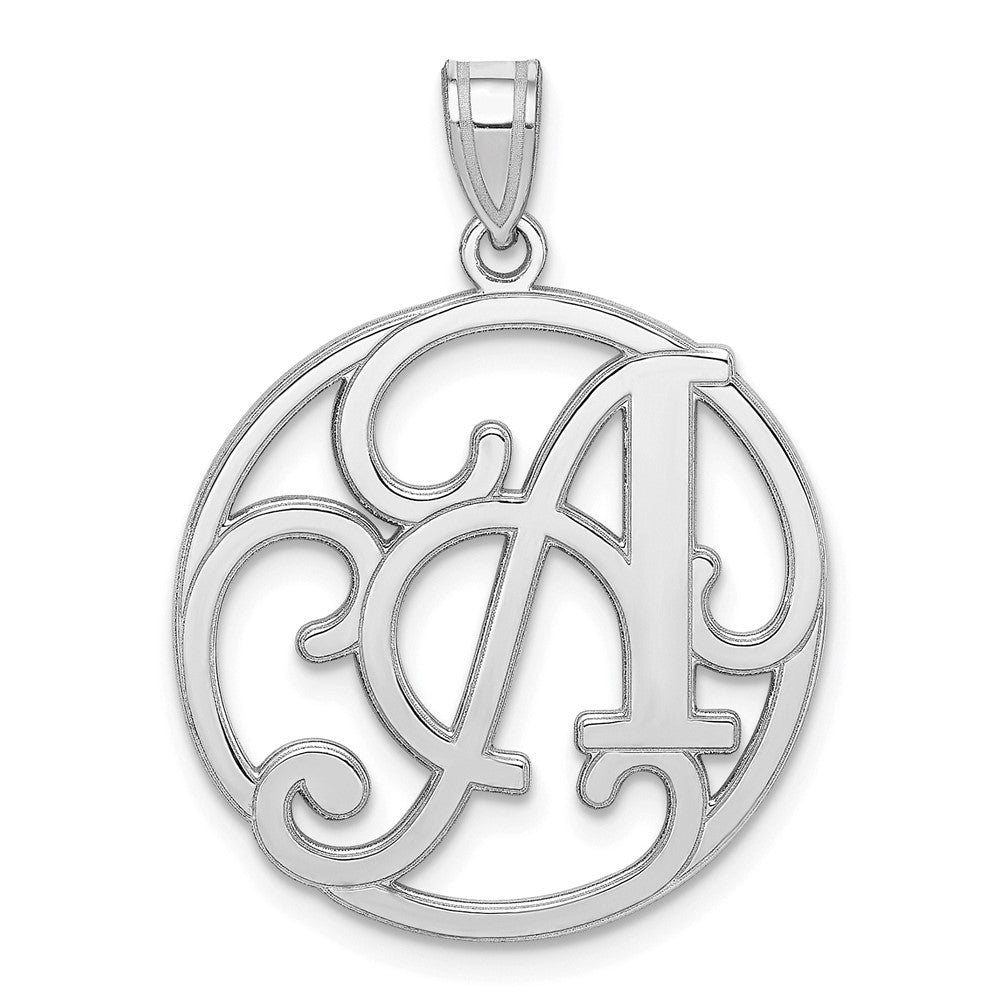 Rhodium Plated Sterling Silver Fancy Script Initial A-Z Pendant, 20mm, Item P27490 by The Black Bow Jewelry Co.