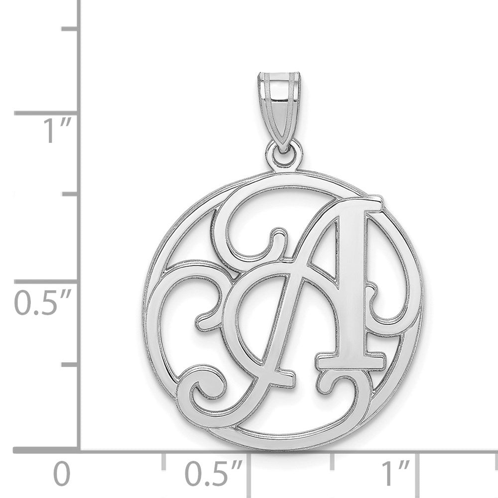 Alternate view of the Rhodium Plated Sterling Silver Fancy Script Initial A Pendant, 20mm by The Black Bow Jewelry Co.