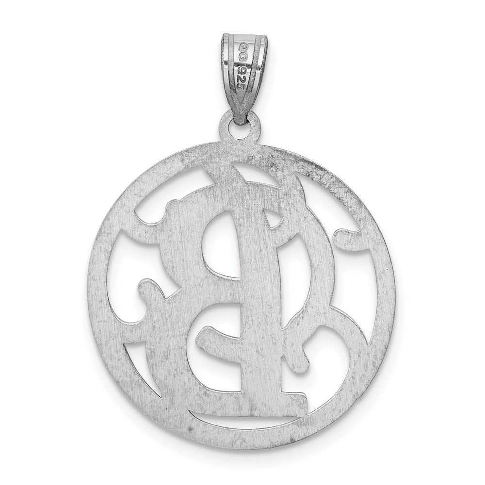 Alternate view of the Rhodium Plated Sterling Silver Fancy Script Initial B Pendant, 20mm by The Black Bow Jewelry Co.