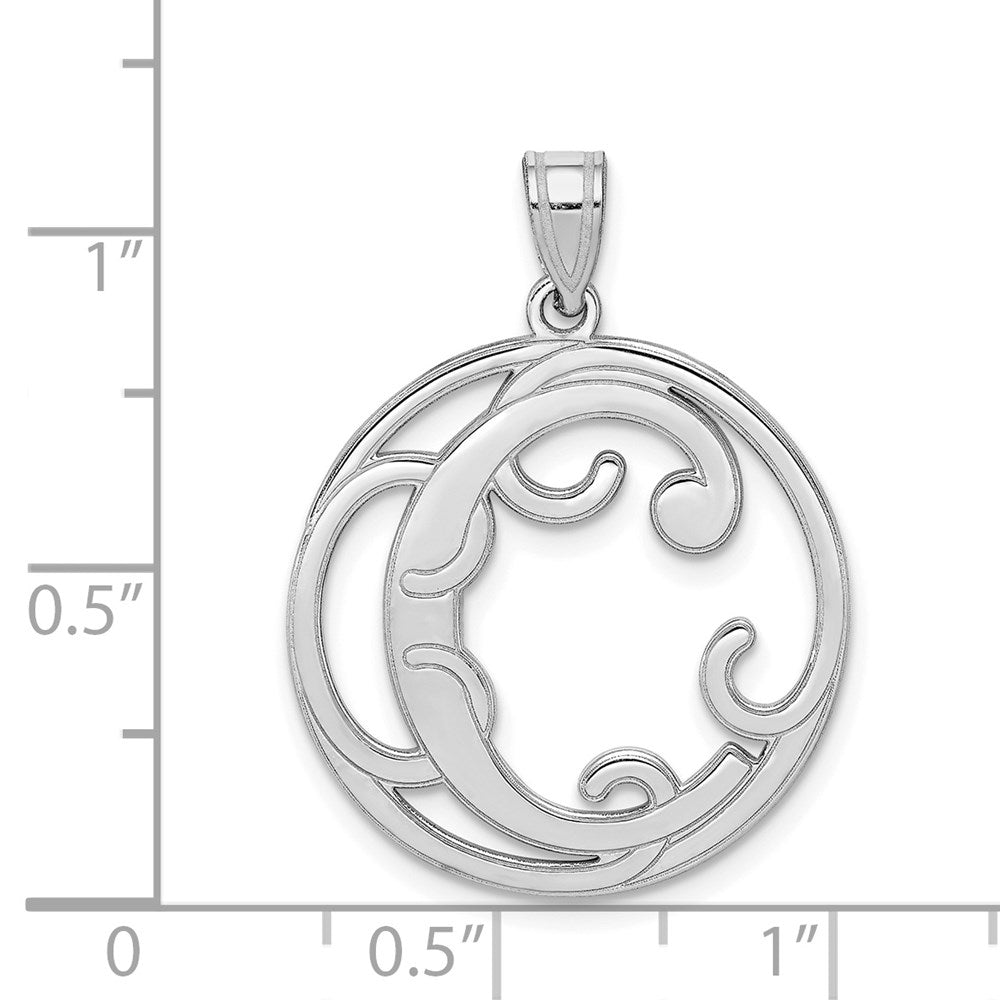 Alternate view of the Rhodium Plated Sterling Silver Fancy Script Initial C Pendant, 20mm by The Black Bow Jewelry Co.