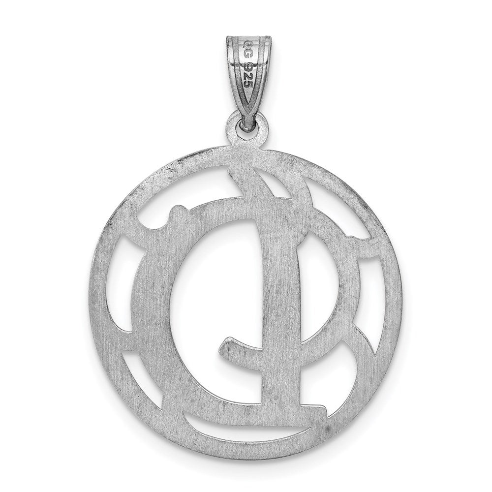 Alternate view of the Rhodium Plated Sterling Silver Fancy Script Initial D Pendant, 20mm by The Black Bow Jewelry Co.
