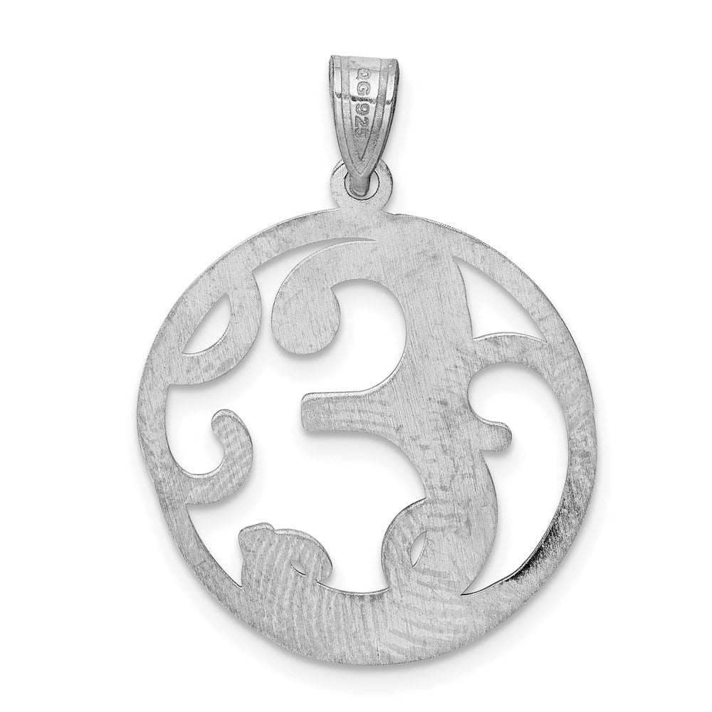 Alternate view of the Rhodium Plated Sterling Silver Fancy Script Initial E Pendant, 20mm by The Black Bow Jewelry Co.