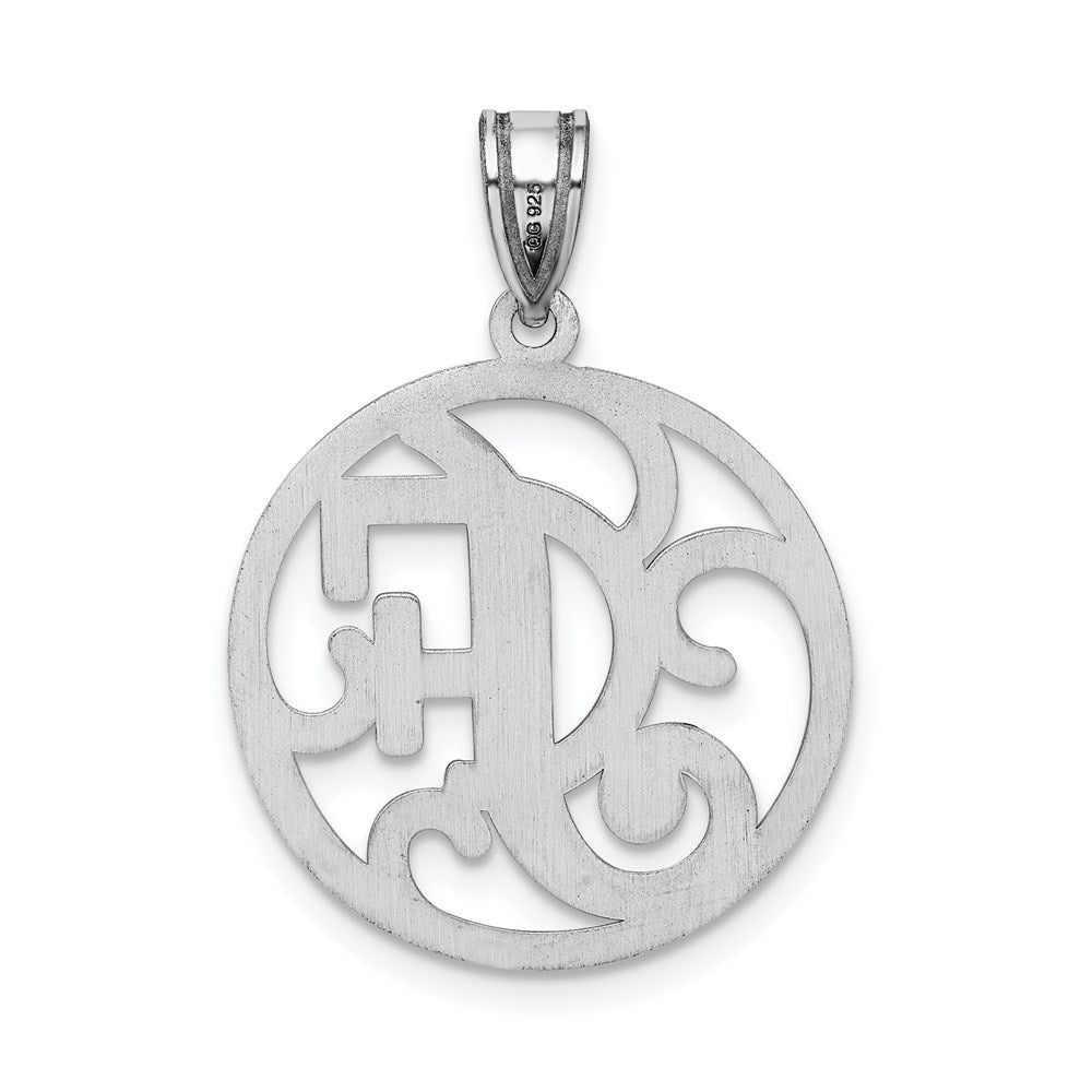 Alternate view of the Rhodium Plated Sterling Silver Fancy Script Initial F Pendant, 20mm by The Black Bow Jewelry Co.