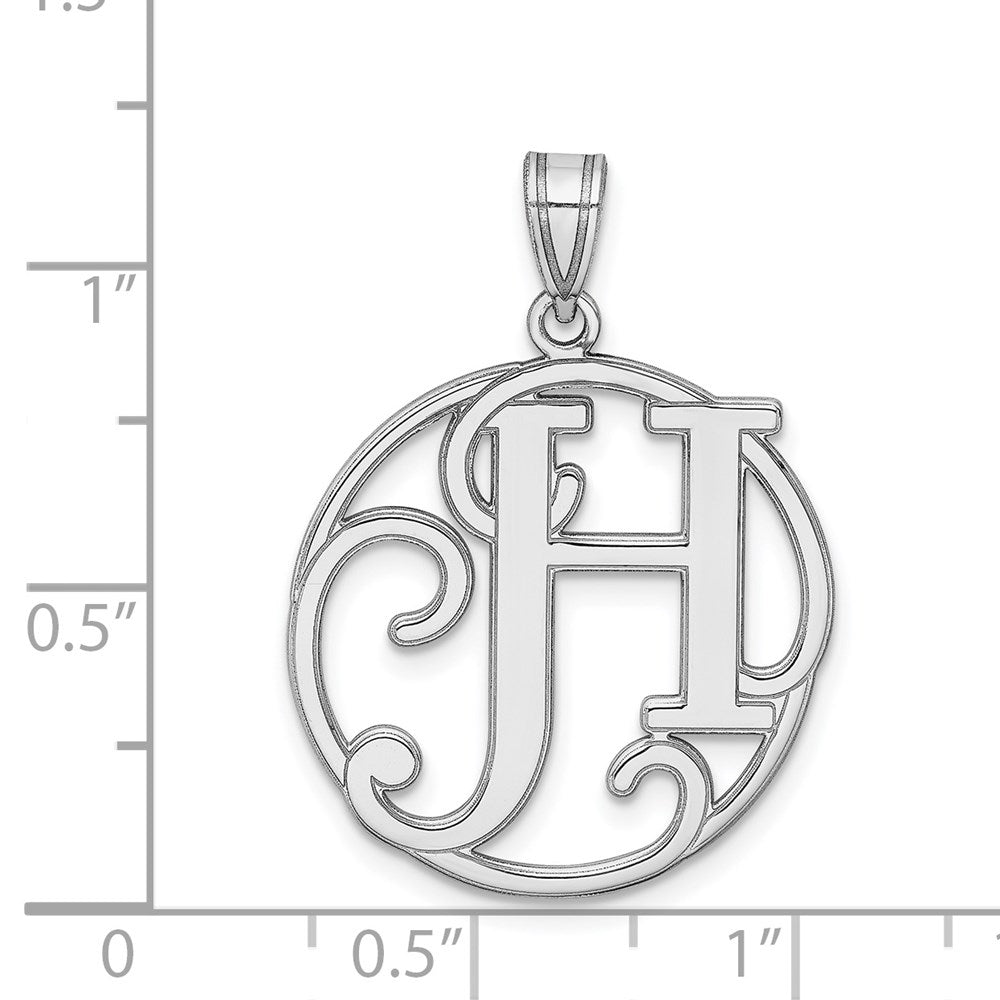 Alternate view of the Rhodium Plated Sterling Silver Fancy Script Initial H Pendant, 20mm by The Black Bow Jewelry Co.